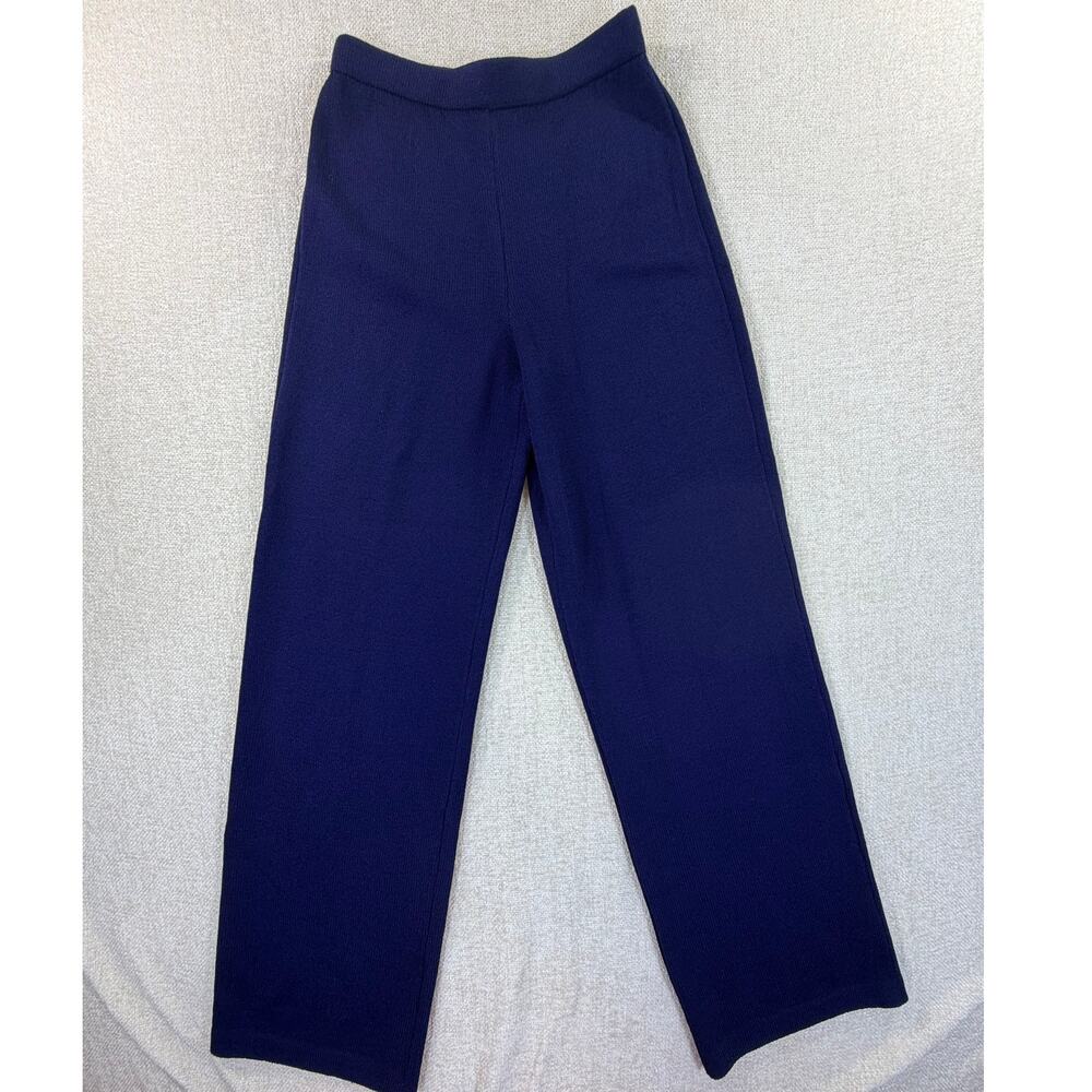 St. John Women's Blue 2 NWT Wool Blend Sweater Knit Pull On Casual Pants Luxury